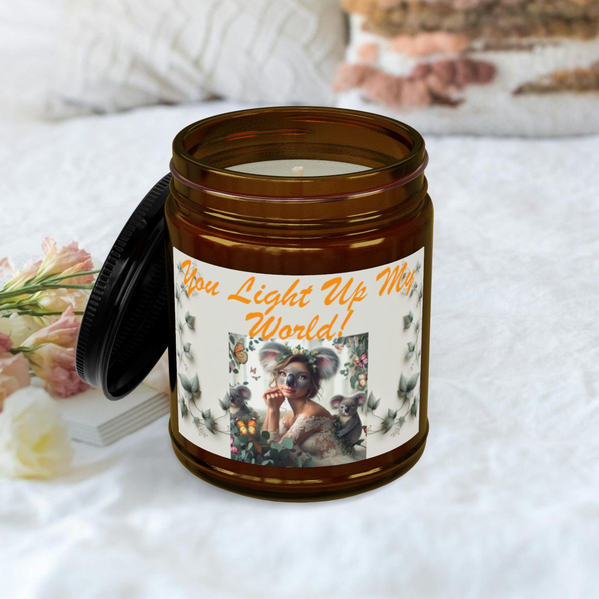 You Light Up My World Candle | Scented Soy Candle 4oz 9oz with Black Lid